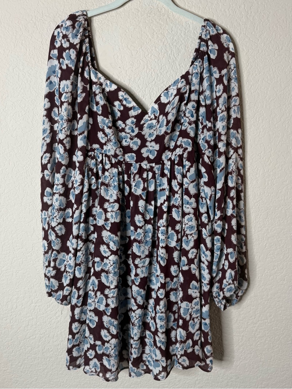 Abercrombie & Fitch Long-Sleeve Babydoll Mini Dress Size Large Tall - Picture 2 of 4